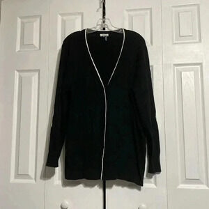 Court & Rowe womans cotton wool black & cream cardigan sweater 1X